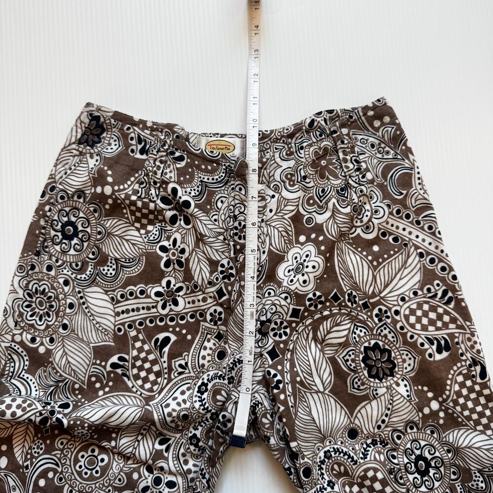 Talbots Paisley Cotton Flare Pants Women's 2 Petite 2P Brown Boho Retro Earthy - Picture 7 of 10